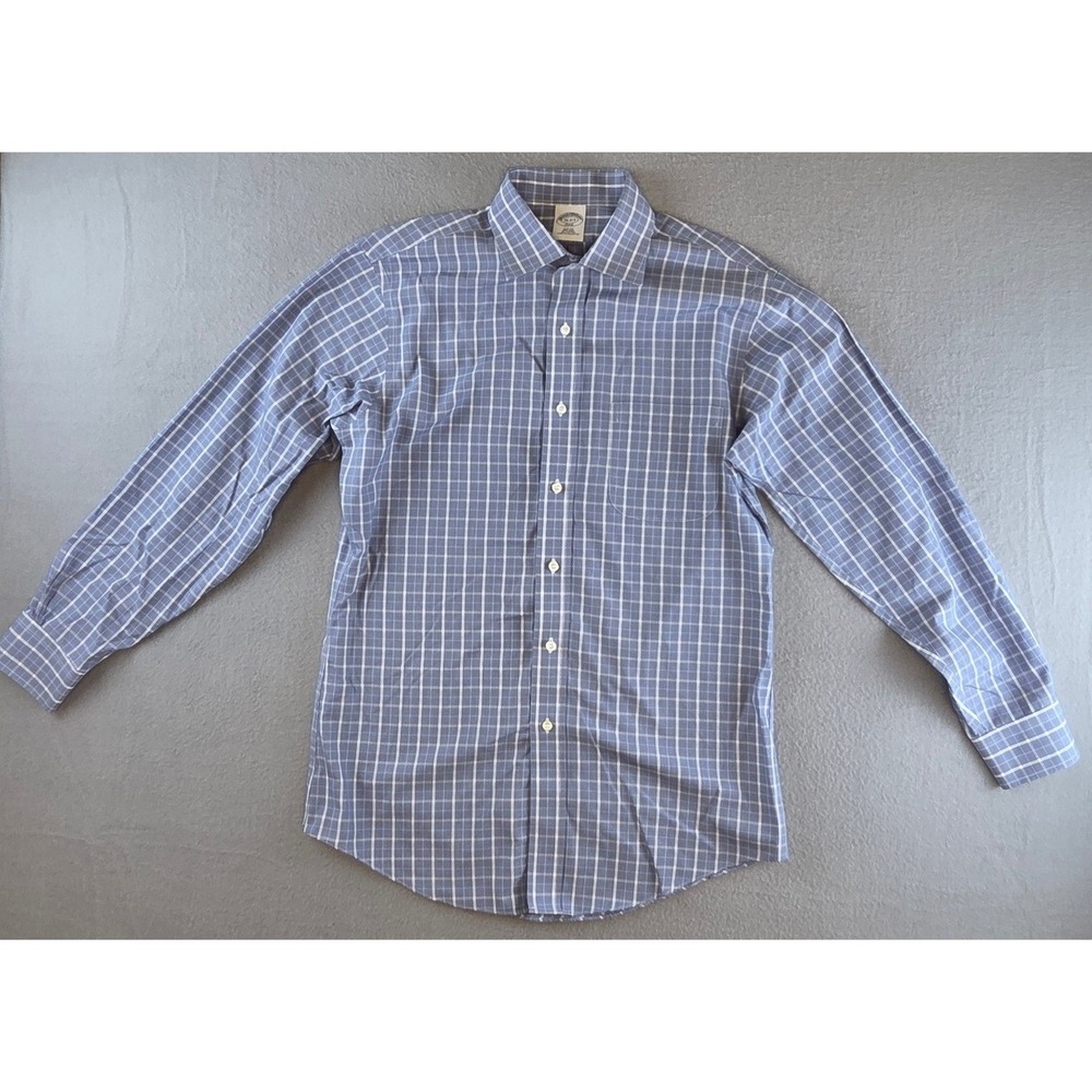 Brooks Brothers 346 Blue Plaid Slim Button Up Dress Shirt 15-2/3 Business Casual